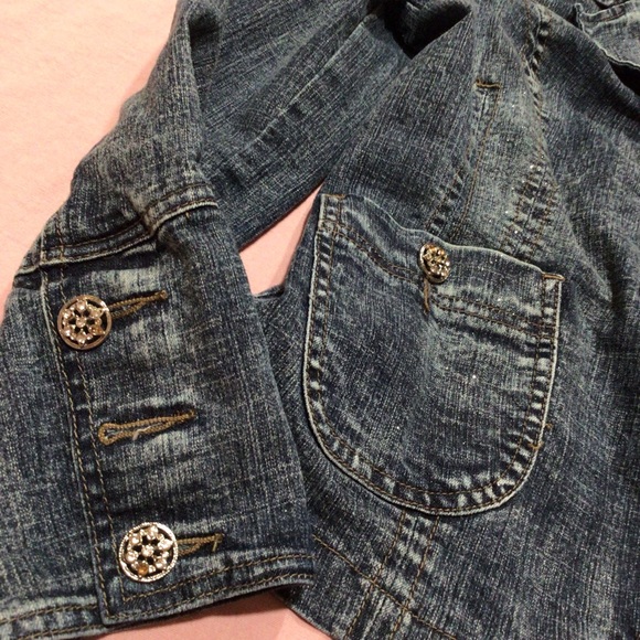❤️Vintage Baccini light sparkle jean jacket size large - Picture 3 of 12